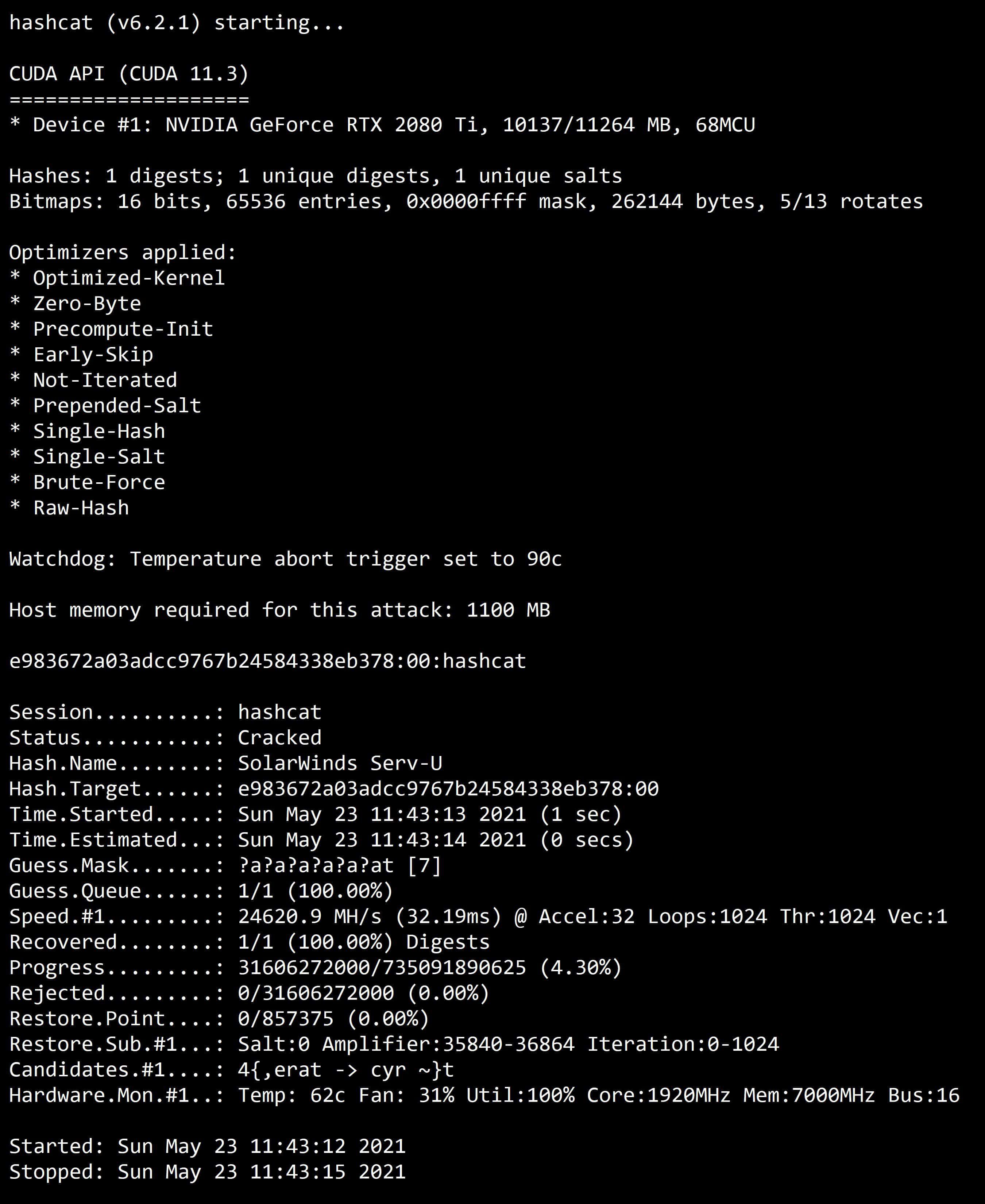 Hashcat screenshot