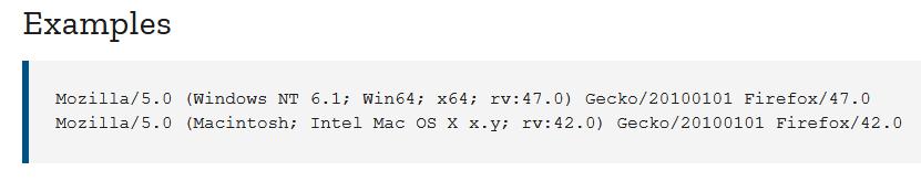 مثال عن User Agent String